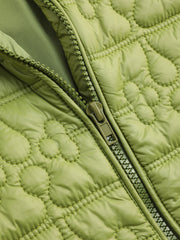Collar Floral Button Puffer Jacket