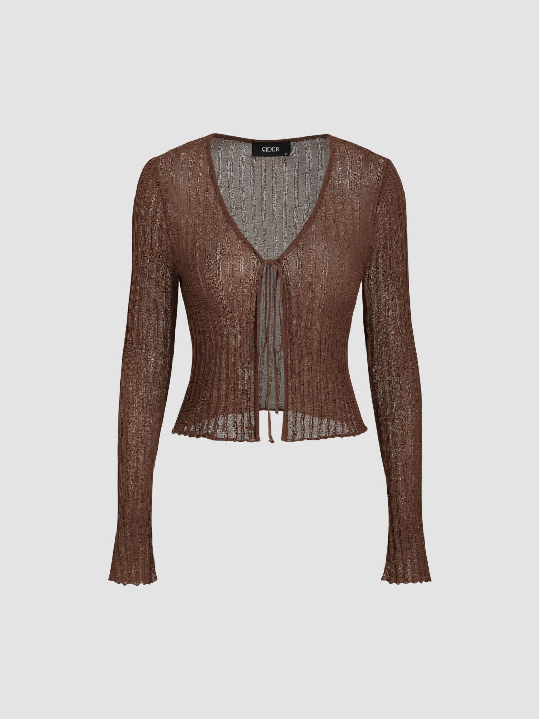 Solid Textured Knotted Cardigan