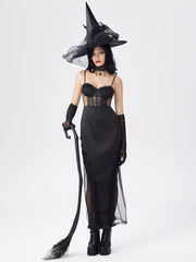 Satin Sweetheart Lace Sheer Maxi Dress