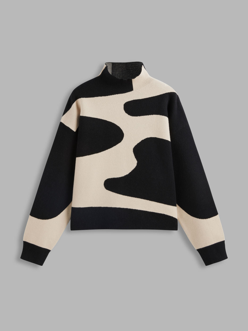 Stand Collar Zebra Stripe Long Sleeve Sweater