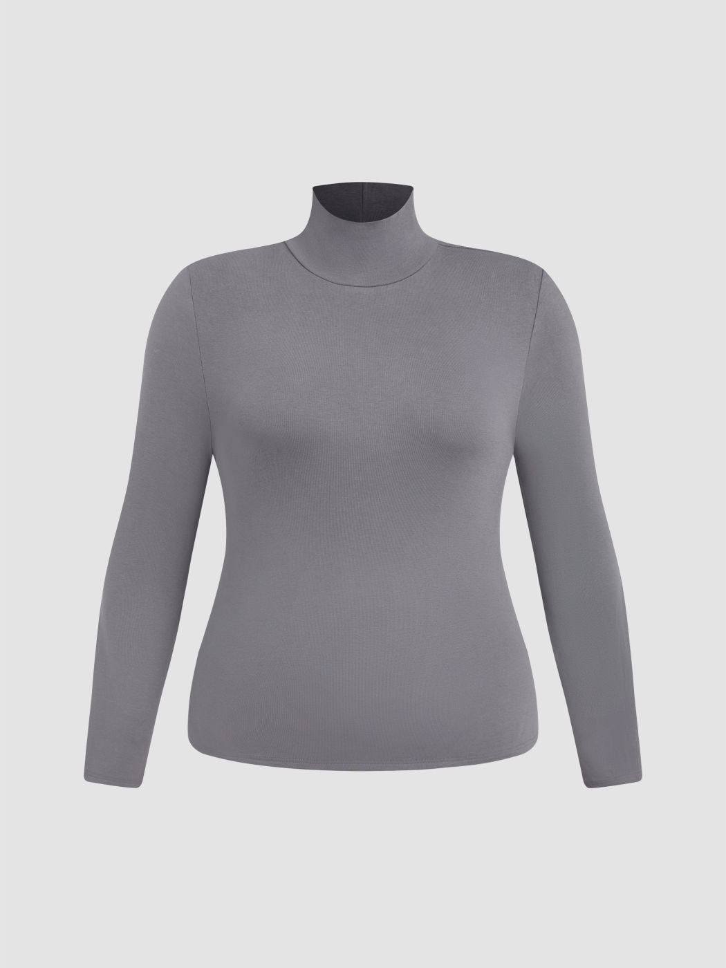 Solid High Neck Jersey Long Sleeve Tee Curve & Plus