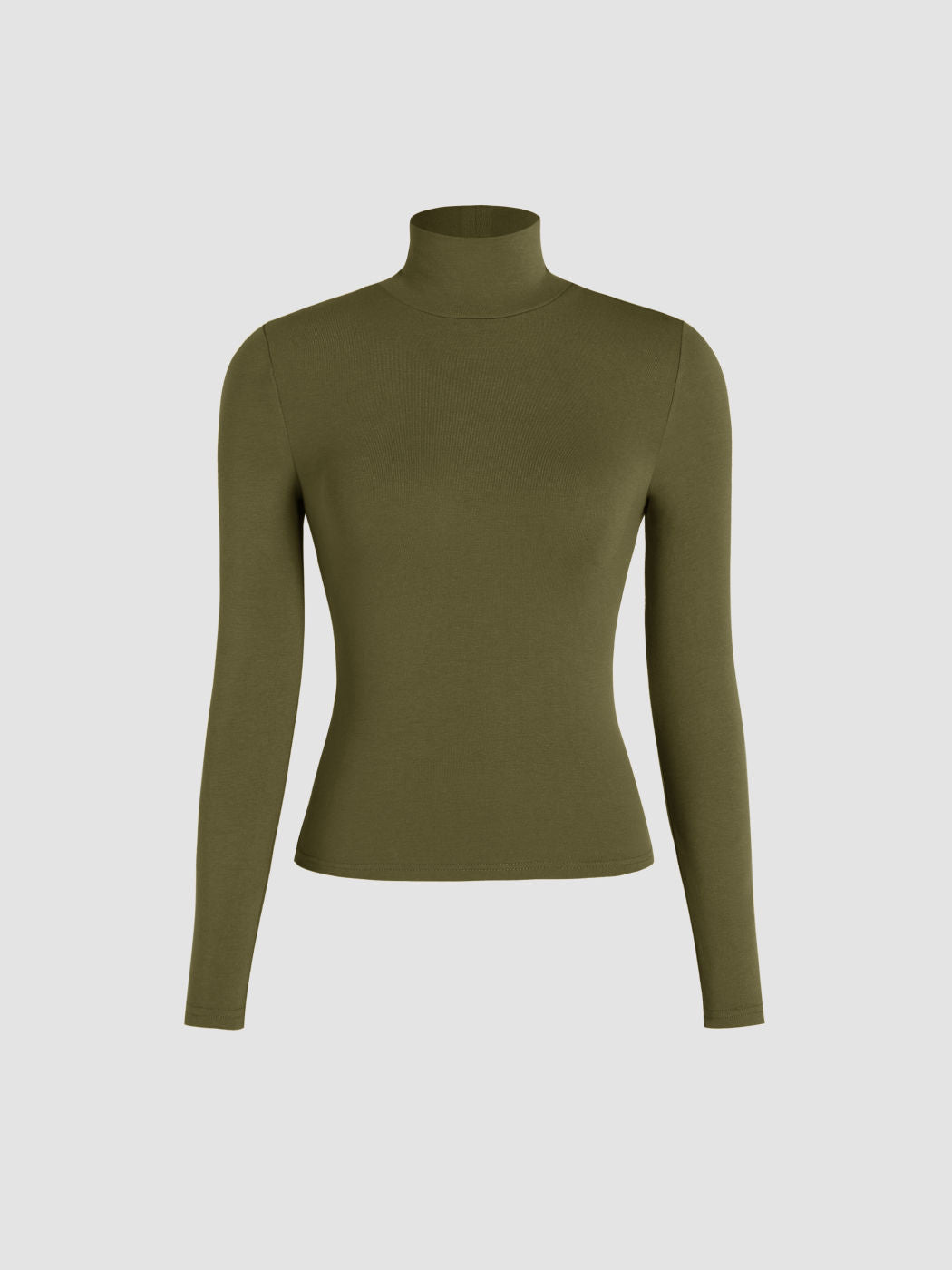 Solid High Neck Jersey Long Sleeve Tee