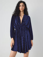 V-neck Star Drawstring Mini Dress