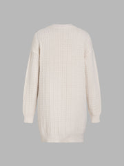 Round Neckline Solid Button Cardigan