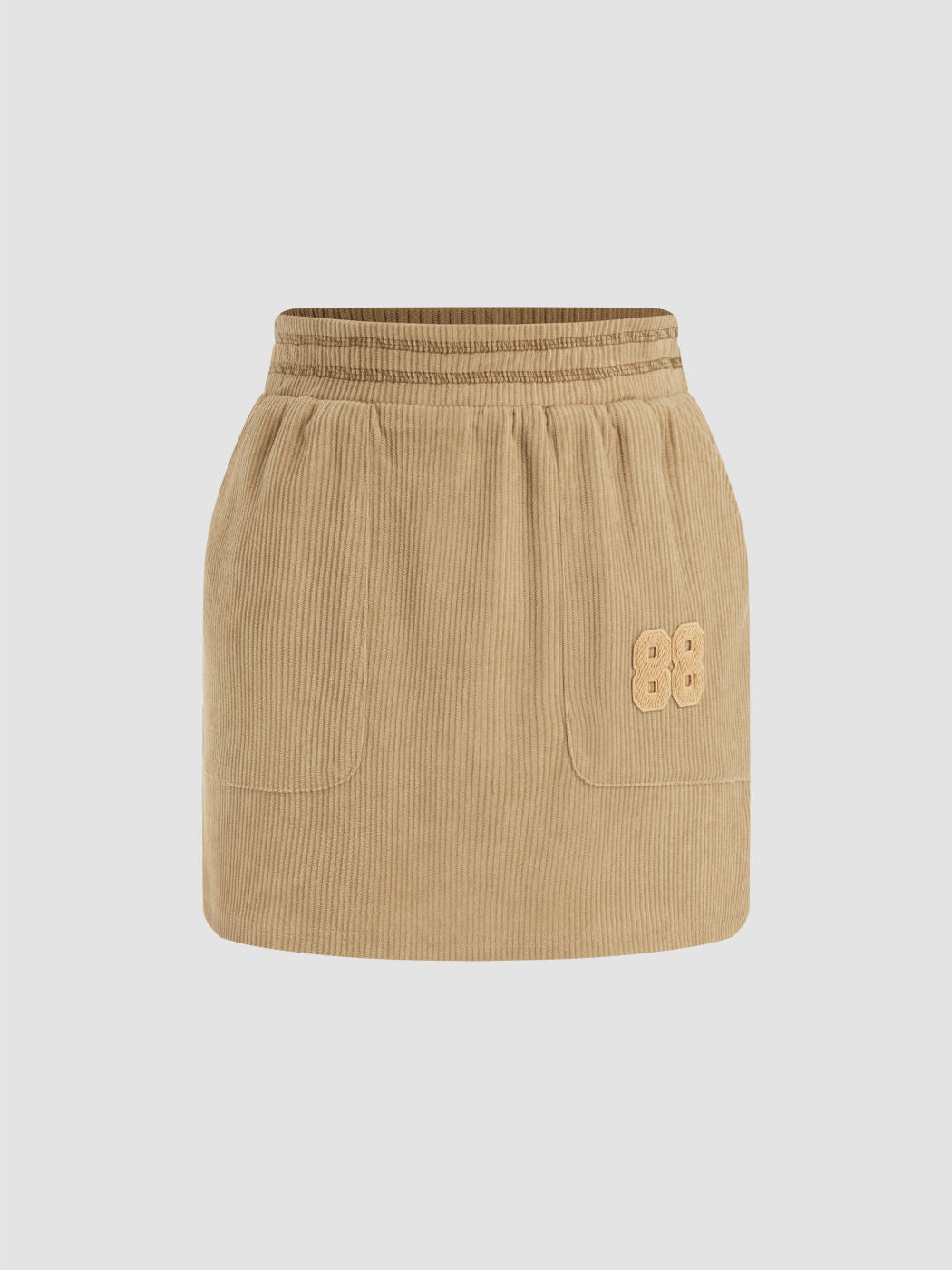 Corduroy Elastic Waist Pocket Mini Skirt