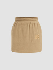 Corduroy Elastic Waist Pocket Mini Skirt