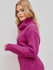 Wool-blend High Neck Sequin Stripe Knitted Top