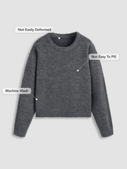 Round Neck Knitted Long Sleeve Sweater