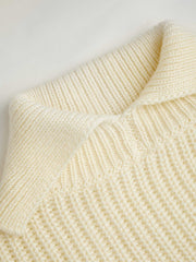 Polo Solid Knitted Long Sleeve Top