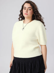 Knit Round Neckline Solid Short Sleeve Top Curve & Plus