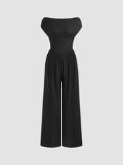 Boat Neck Twist Backless Wide Leg Jumpsuit
