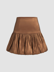 Mid Rise Bubble Hem Mini Skirt