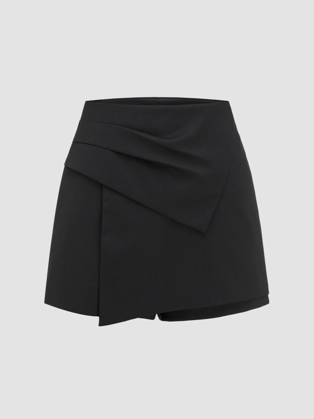 Woven Mid Rise Asymmetrical Hem Shorts