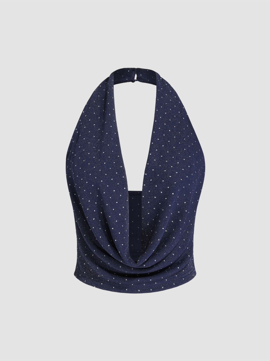 Cowl Neck Polka Dot Ruched Crop Top