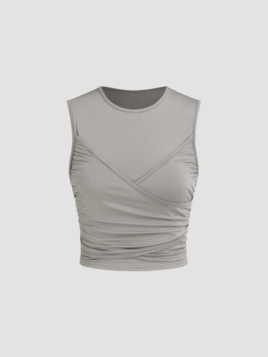 Round Neck Ruched Jersey Crop Top