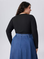 V-neck Asymmetrical Bodysuit Curve & Plus