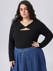 V-neck Asymmetrical Bodysuit Curve & Plus