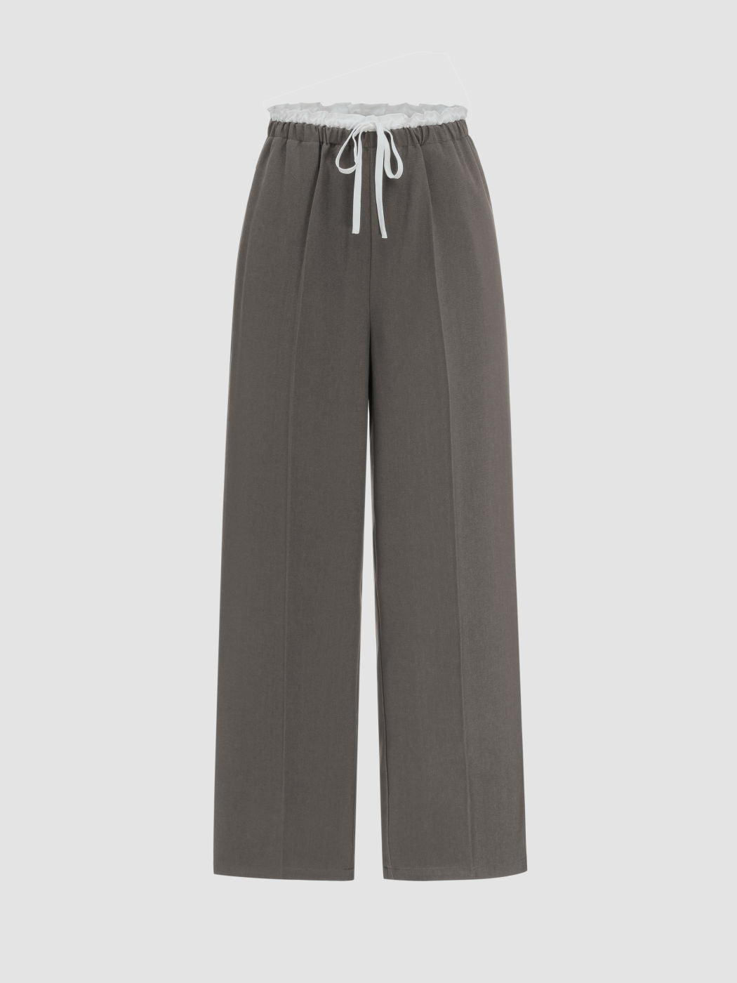 Mid Rise Contrasting Binding Straight Leg Trousers