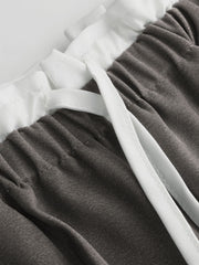 Mid Rise Contrasting Binding Straight Leg Trousers