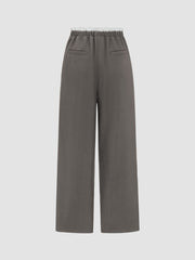 Mid Rise Contrasting Binding Straight Leg Trousers