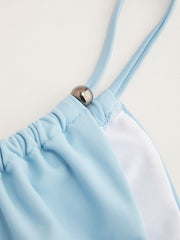 Halter Solid Beaded Bikini Swimsuit