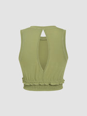 Lettuce Trim Cut Out Solid Crop Tank Top