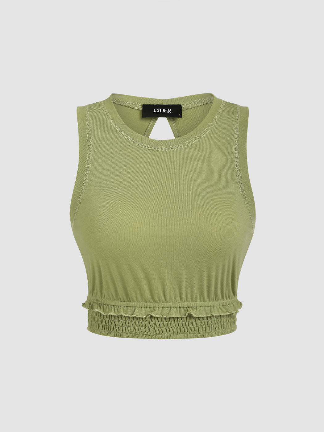Lettuce Trim Cut Out Solid Crop Tank Top