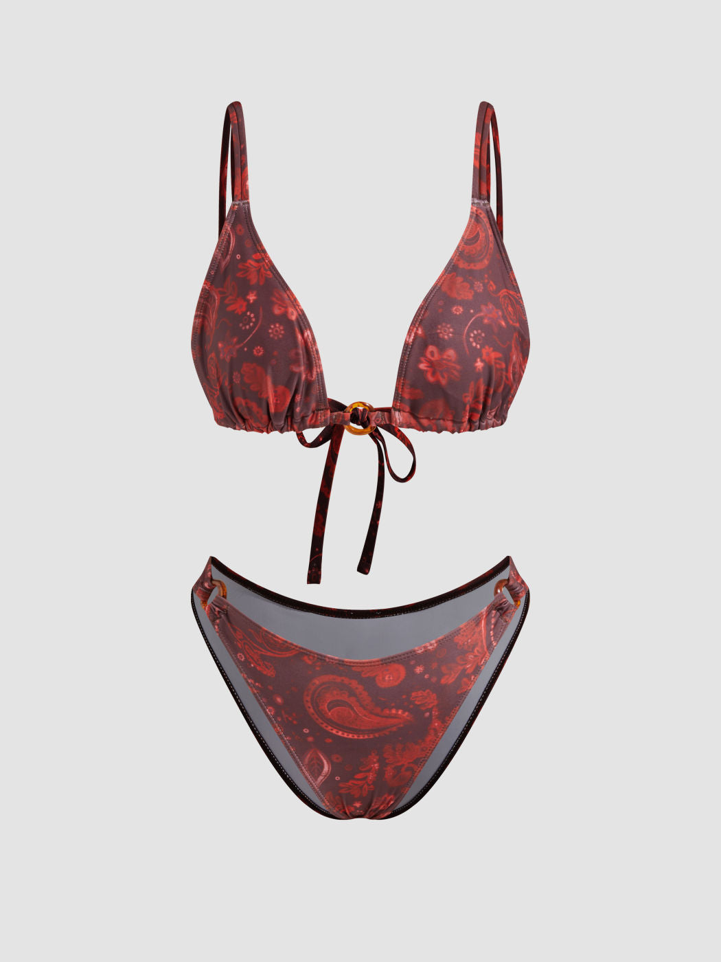 O-Ring Floral Bracelet Cheeky Bikini Swimsuit