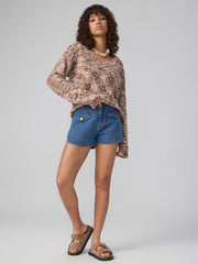 Chunky Cable Knit V-neck Long Sleeve Sweater