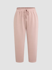 Elastic Waist Drawstring Pocket Tapered Sweatpants Curve & Plus