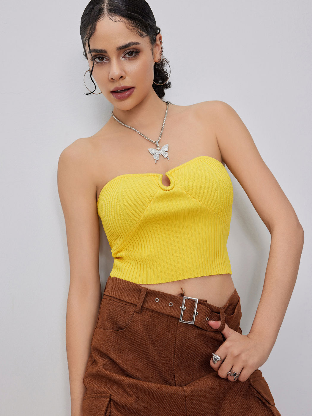 Knitted Cut Out Crop Tube Top