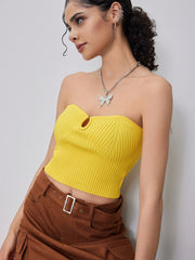 Knitted Cut Out Crop Tube Top