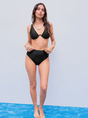 Shaping Solid Underwire Ruched Bikini Swimsuit