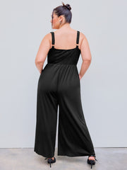 V-neck Lace Wide Leg Jumpsuit Curve & Plus