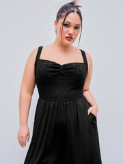 V-neck Lace Wide Leg Jumpsuit Curve & Plus