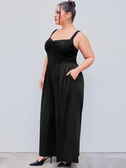 V-neck Lace Wide Leg Jumpsuit Curve & Plus