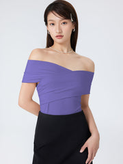 Solid Off-shoulder Bodysuit