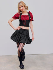 Voluminous Bowknot Bubble Hem Mini Skirt