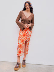 Mid Rise Geometric Twist Split Maxi Skirt