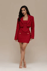 NOEL TWEED MINI SKIRT | RED