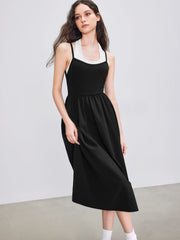 Halter Two Tone Solid Maxi Dress