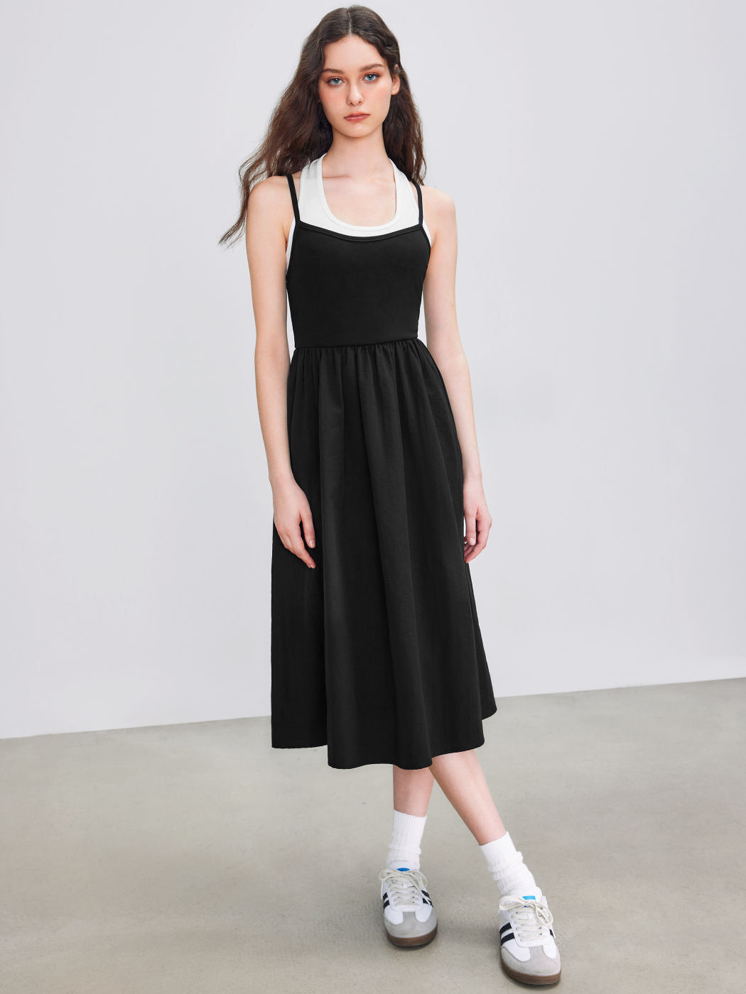Halter Two Tone Solid Maxi Dress