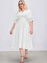 V-neck Ruched Ruffle Maxi Dress Curve & Plus