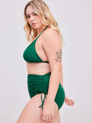 Shaping Halter Solid Drawstring Cheeky Bikini Swimsuit Curve & Plus