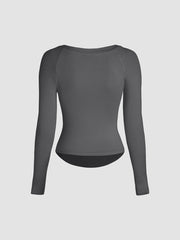 Round Neckline Solid Long Sleeve Tee