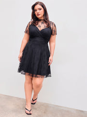 Floral Lettuce Trim Ruffle Mini Dress Curve & Plus