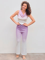 Mid Rise Gradient Texture Flared Trousers