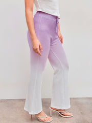 Mid Rise Gradient Texture Flared Trousers