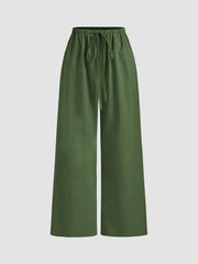 Drawstring Pull-On Linen Pant