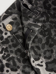 Mid Rise Wide Leg Leopard Jeans